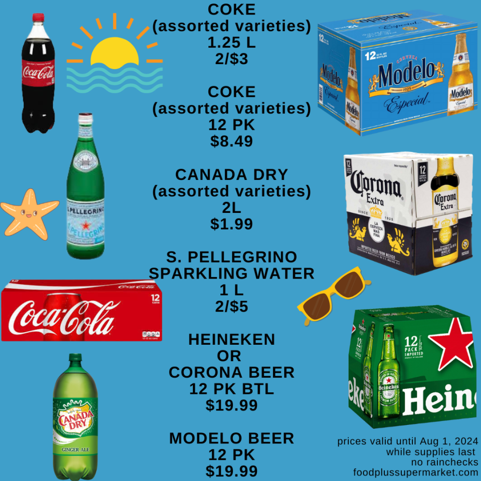 Coca Cola, Canada Dry, S pellegrino, heineken or corona beer, modelo beer
